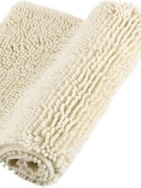 Chenille Bathroom Rugs Non Slip Bath Bathroom Accessories (Cream, 20"x 32")